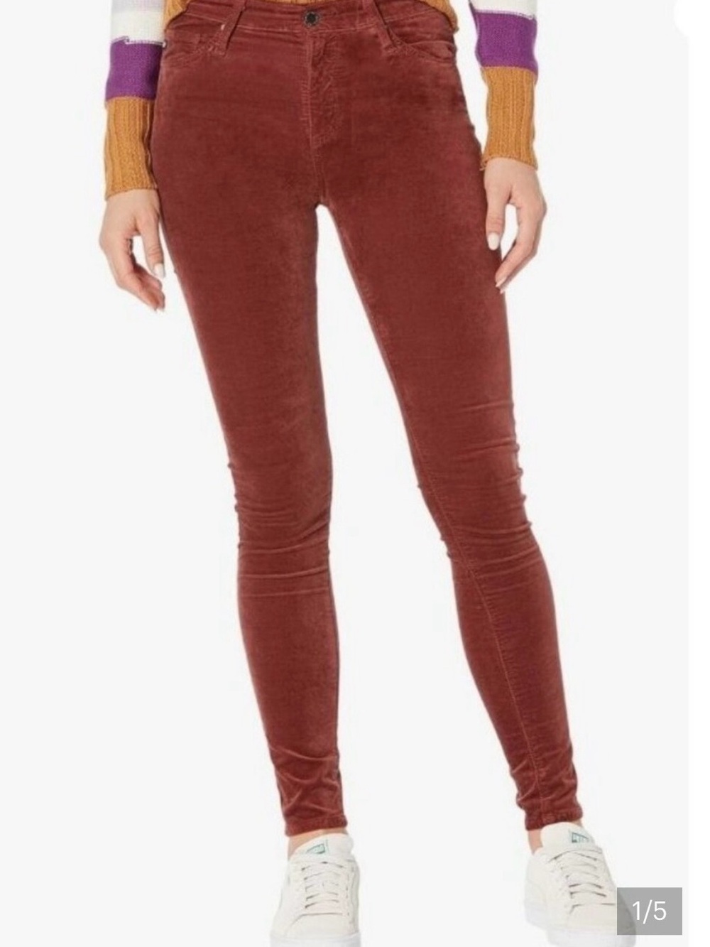 AG Adriana Goldschmied Farrah Skinny Ankle High Rise Rust Red Brown Pants  25R